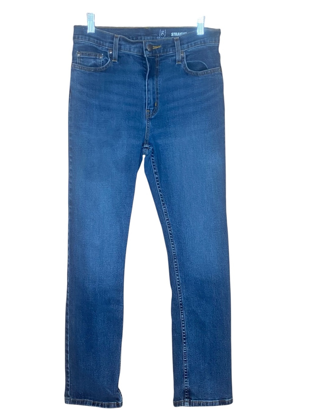 George Slim Straight Jeans Mens Size 30 - 30 Stretch Cotton Blend Dark Wash